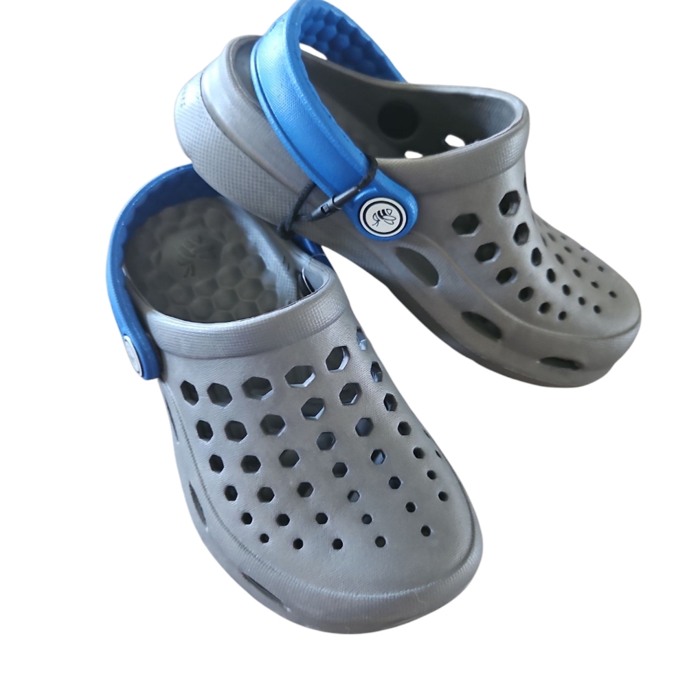 Joybees Size 10 / 11 Kids New Gray and Blue Clogs Water Shoes